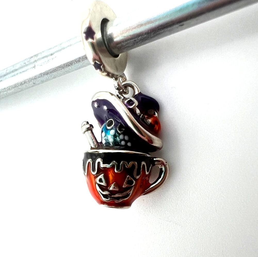 NEW Halloween Pumpkin Tea Cup Ghost Witch Charm for European Bracelet